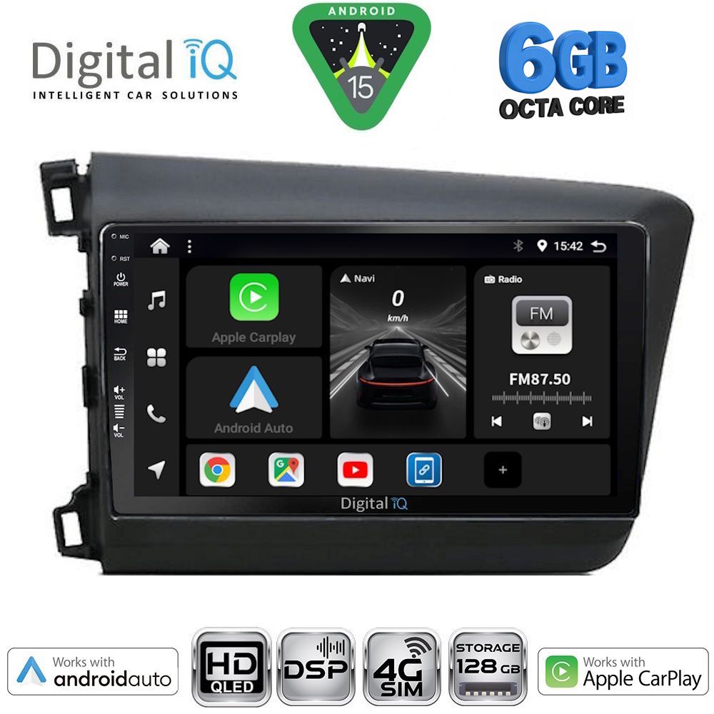 Βλησαρούλης Car Center - DIGITAL IQ BXF 171904D_CPAA (9inc) MULTIMEDIA TABLET for HONDA CIVIC 4Doors mod. 2012-2016
