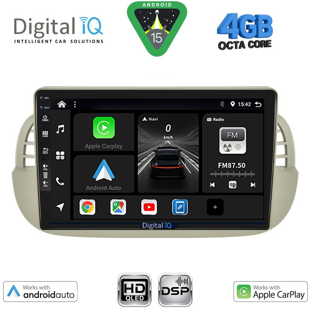 Βλησαρούλης Car Center - DIGITAL IQ BXF 16130BG_CPAA (9inc) MULTIMEDIA TABLET for FIAT 500 mod. 2007-2015 (BEIGE)