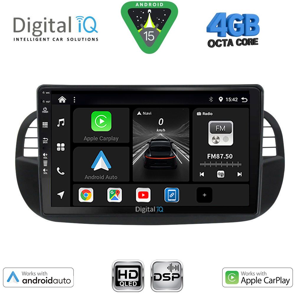 Βλησαρούλης Car Center - DIGITAL IQ BXF 16130BL_CPAA (9inc) MULTIMEDIA TABLET for FIAT 500 mod. 2007-2015 (BLACK)
