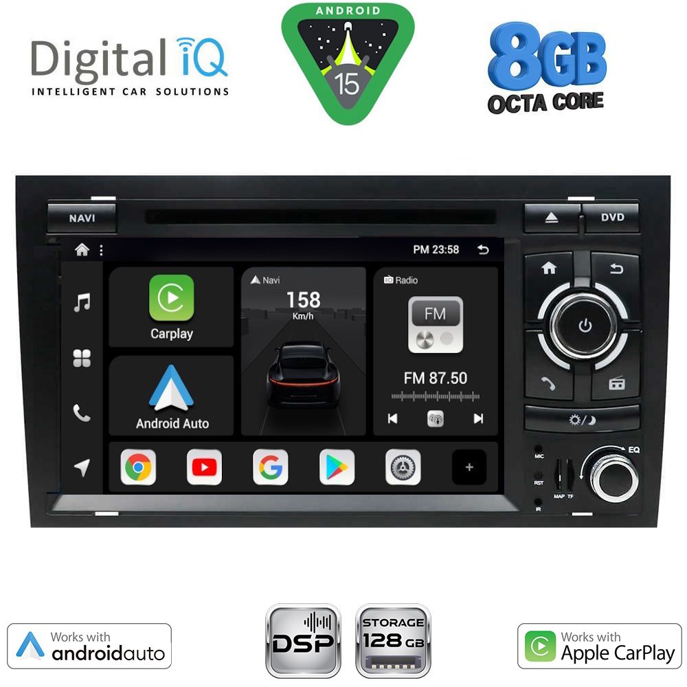 Βλησαρούλης Car Center - DIGITAL IQ BXF 750_CPAA (7'' DVD) MULTIMEDIA SYSTEM for AUDI A4 mod. 2002-2008