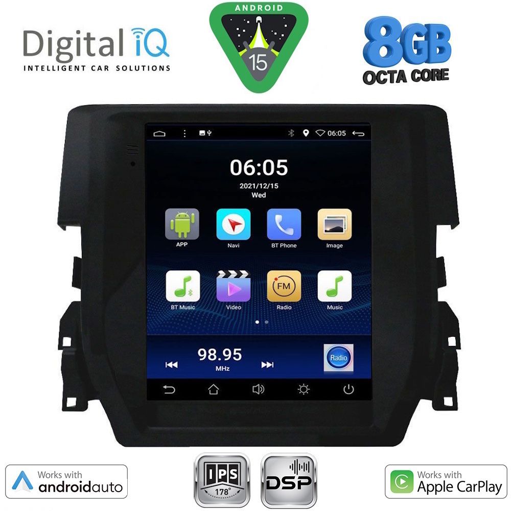 Βλησαρούλης Car Center - DIGITAL IQ BXF 7975_CPAA TESLA STYLE for HONDA CIVIC mod. 2016-2021