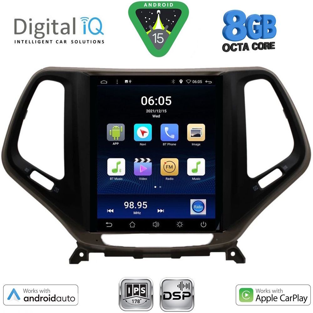 Βλησαρούλης Car Center - DIGITAL IQ BXF 7984_CPAA TESLA STYLE for JEEP CHEROKEE mod. 2014-2024