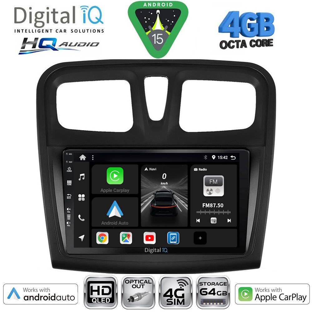 Βλησαρούλης Car Center - DIGITAL IQ BXK 19108SQ_CPAA (9inc) MULTIMEDIA TABLET for DACIA LOGAN – SANDERO mod. 2012-2019