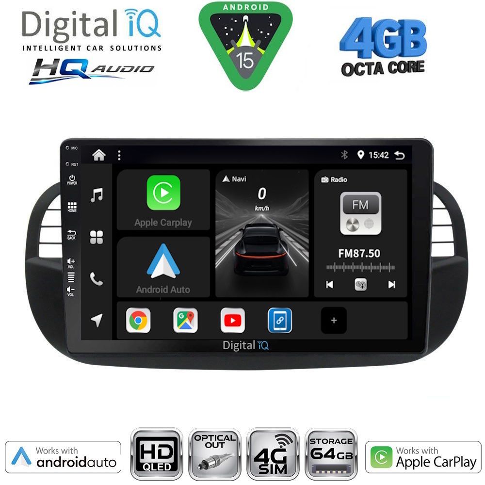 Βλησαρούλης Car Center - DIGITAL IQ BXK 19130BL_CPAA (9inc) MULTIMEDIA TABLET for FIAT 500 mod. 2007-2015 (BLACK)