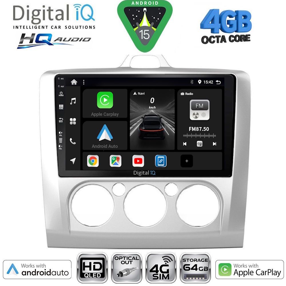 Βλησαρούλης Car Center - DIGITAL IQ BXK 19156SL_CPAA A/C (9inc) MULTIMEDIA TABLET for FORD FOCUS mod. 2005-2012 (SILVER)
