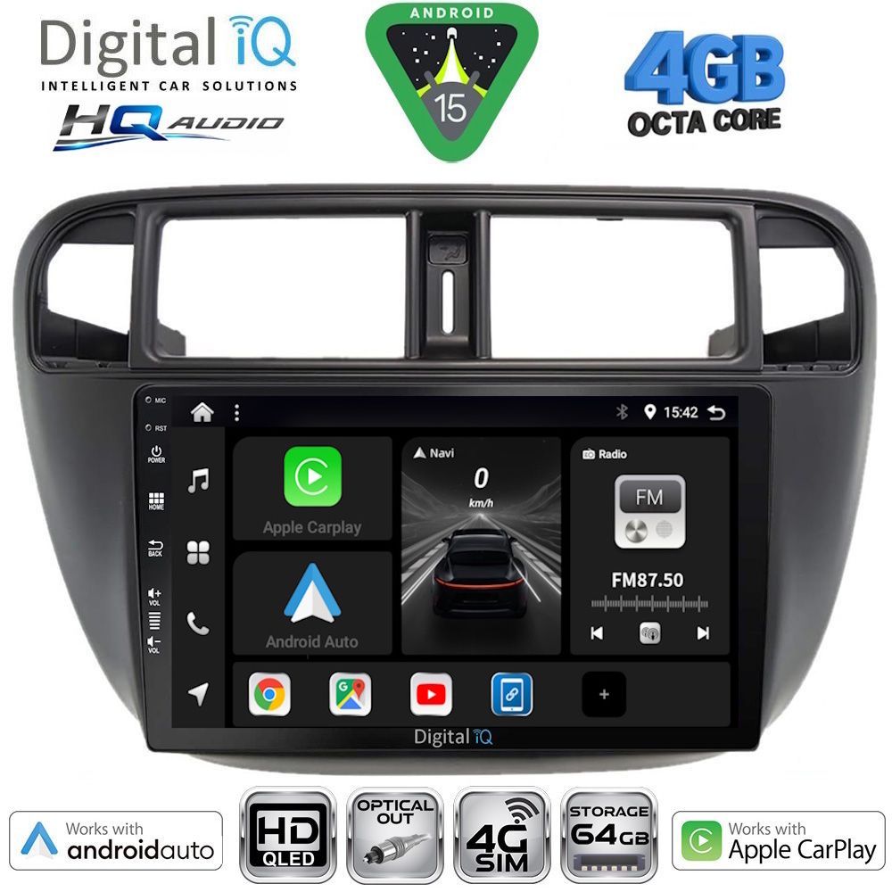Βλησαρούλης Car Center - DIGITAL IQ BXK 19186_CPAA A/C (9inc) MULTIMEDIA TABLET for HONDA CIVIC mod. 1995-2001