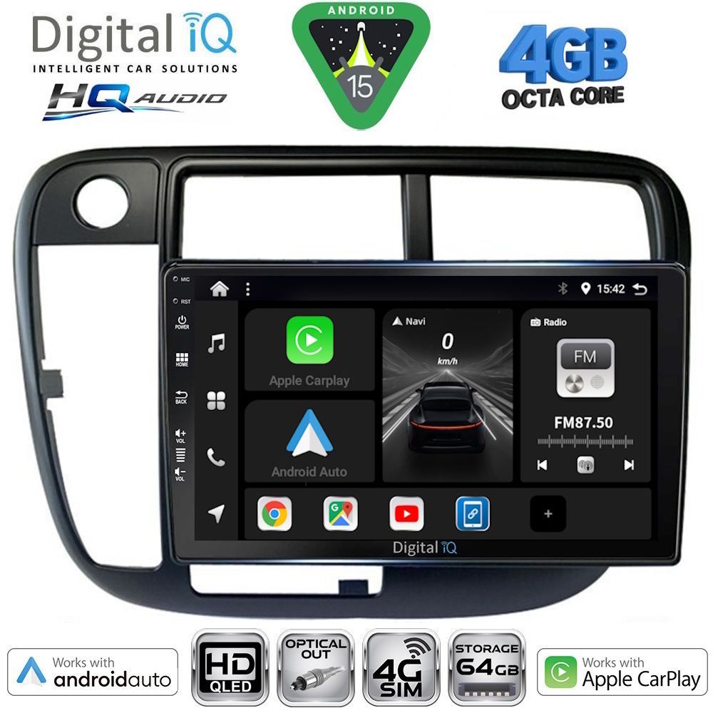 Βλησαρούλης Car Center - DIGITAL IQ BXK 19186_CPAA CLIMA (9inc) MULTIMEDIA TABLET for HONDA CIVIC mod. 1995-2001