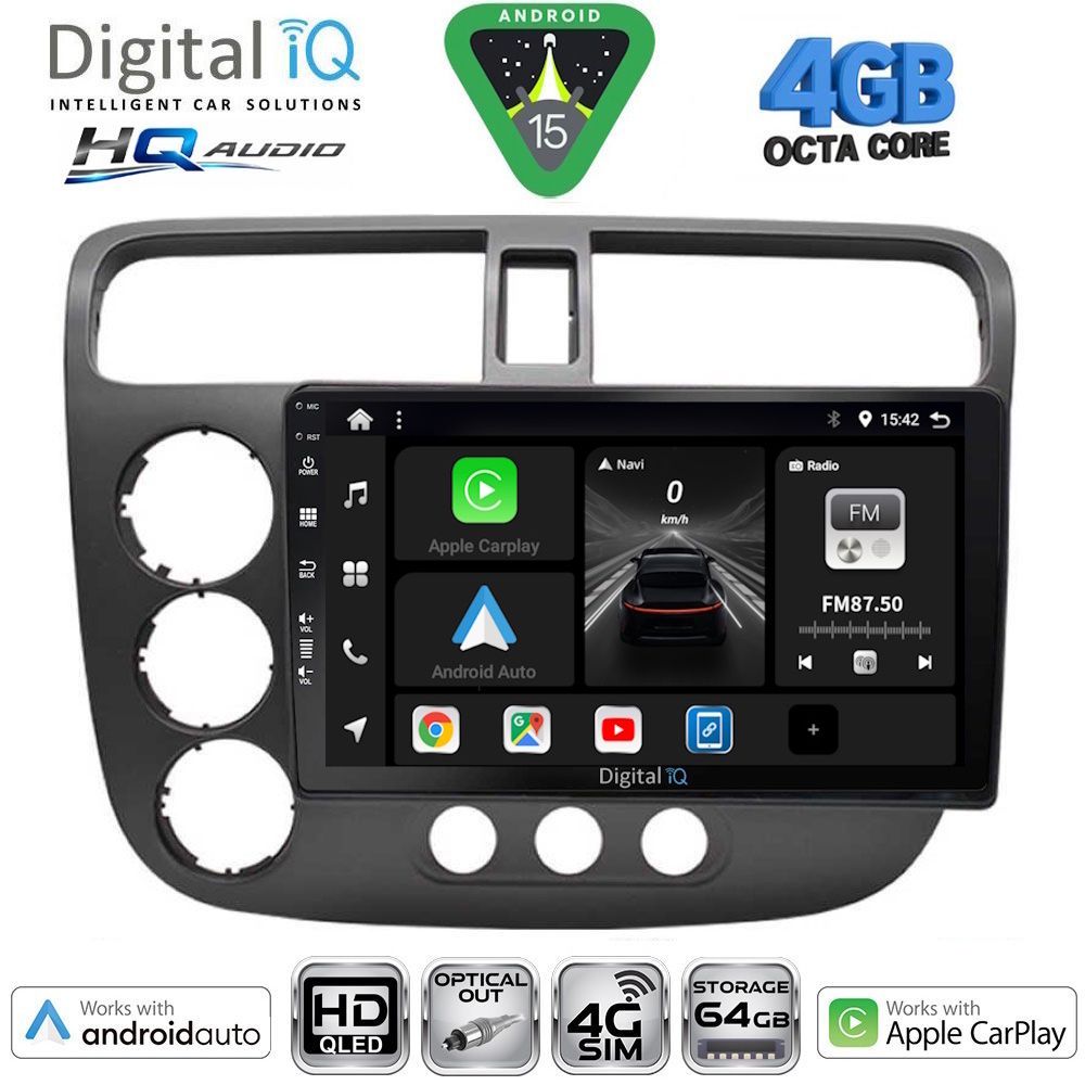 Βλησαρούλης Car Center - DIGITAL IQ BXK 19187_CPAA (9inc) MULTIMEDIA TABLET for HONDA CIVIC 4D mod. 2001-2006