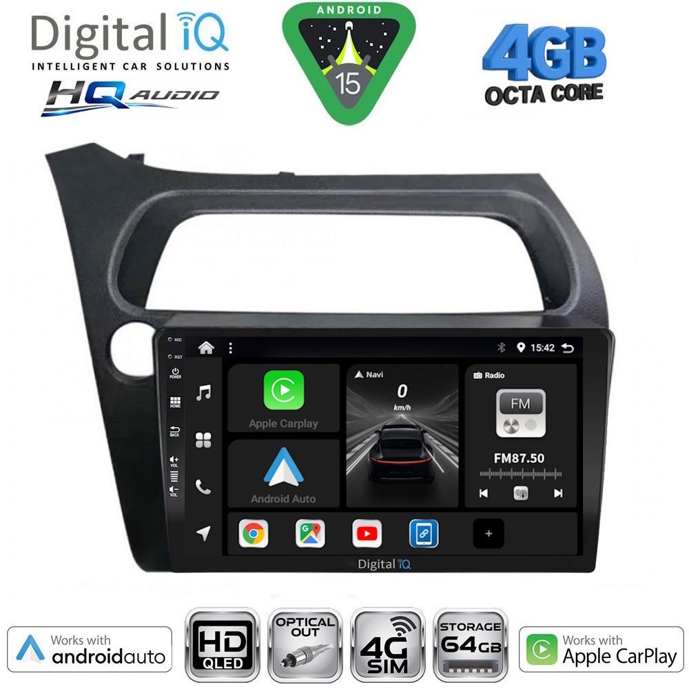 Βλησαρούλης Car Center - DIGITAL IQ BXK 19189_CPAA (9inc) MULTIMEDIA TABLET for HONDA CIVIC 3D-5D mod. 2006-2012