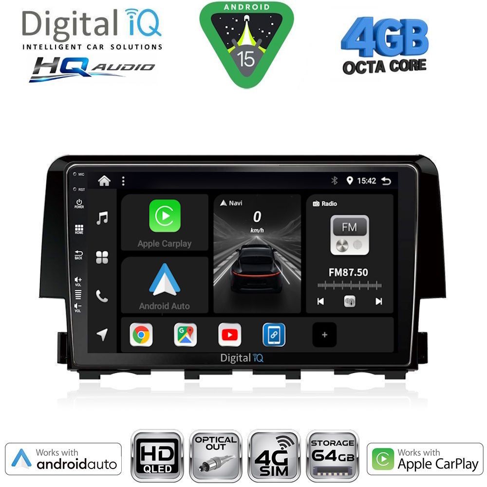 Βλησαρούλης Car Center - DIGITAL IQ BXK 19191_CPAA (9inc) MULTIMEDIA TABLET for HONDA CIVIC mod. 2016-2021