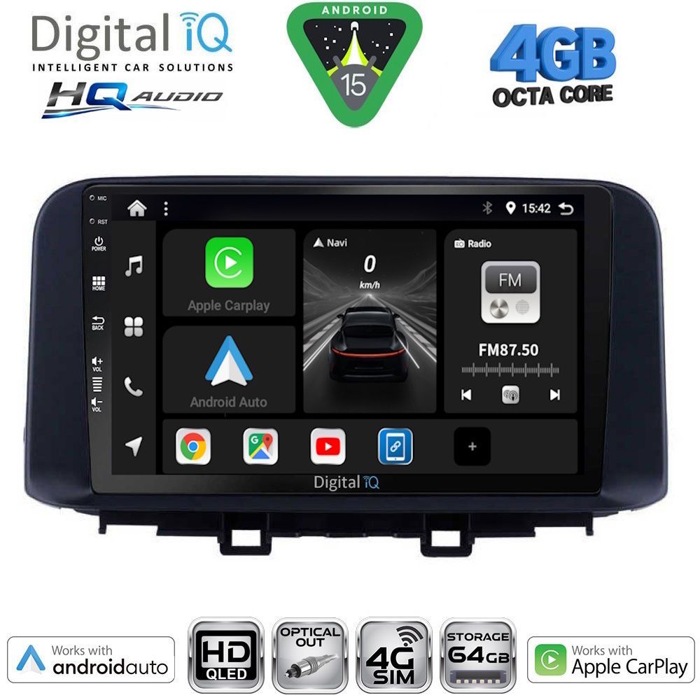 Βλησαρούλης Car Center - DIGITAL IQ BXK 19237_CPAA (10inc) MULTIMEDIA TABLET for HYUNDAI KONA mod. 2017-2023