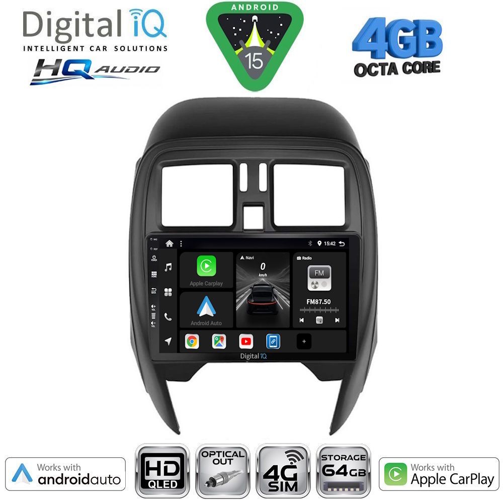 Βλησαρούλης Car Center - DIGITAL IQ BXK 19451_CPAA (SQUARE) (9inc) MULTIMEDIA TABLET for NISSAN MICRA mod. 2014-2017