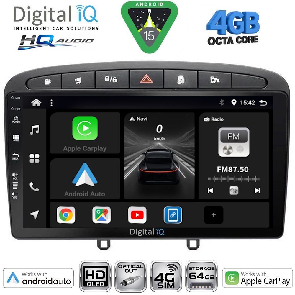 Βλησαρούλης Car Center - DIGITAL IQ BXK 19513BL_CPAA (9inc) MULTIMEDIA TABLET for PEUGEOT 308 mod.2007-2012 - RCZ mod.2009-2015 (BLACK)