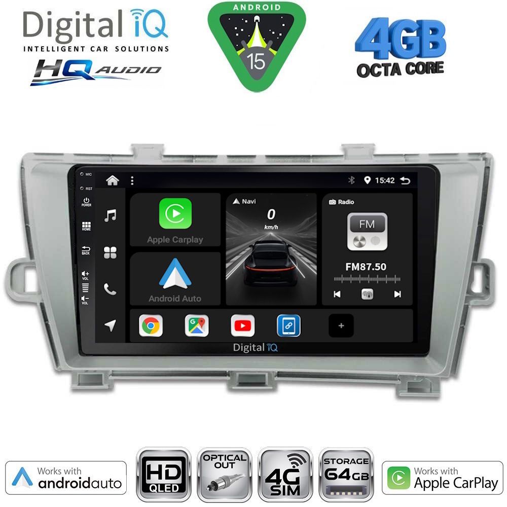 Βλησαρούλης Car Center - DIGITAL IQ BXK 19726SL_CPAA (9inc) MULTIMEDIA TABLET for TOYOTA PRIUS mod. 2009-2015 (SILVER)