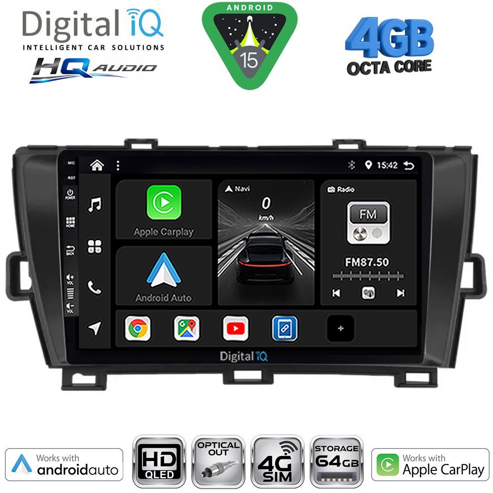 Βλησαρούλης Car Center - DIGITAL IQ BXK 19726BL_CPAA (9inc) MULTIMEDIA TABLET for TOYOTA PRIUS mod. 2009-2015 (BLACK)