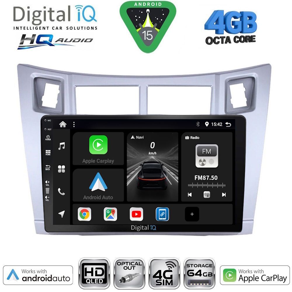 Βλησαρούλης Car Center - DIGITAL IQ BXK 19736SL_CPAA (9inc) MULTIMEDIA TABLET for TOYOTA YARIS mod. 2006-2011 (SILVER)