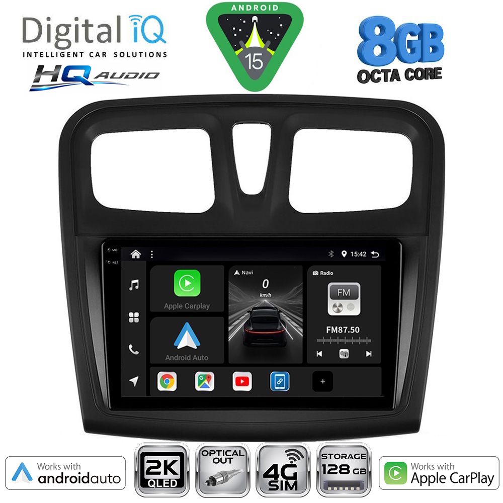 Βλησαρούλης Car Center - DIGITAL IQ BXK 20108SQ_CPAA (9inc) MULTIMEDIA TABLET for DACIA LOGAN – SANDERO mod. 2012-2019