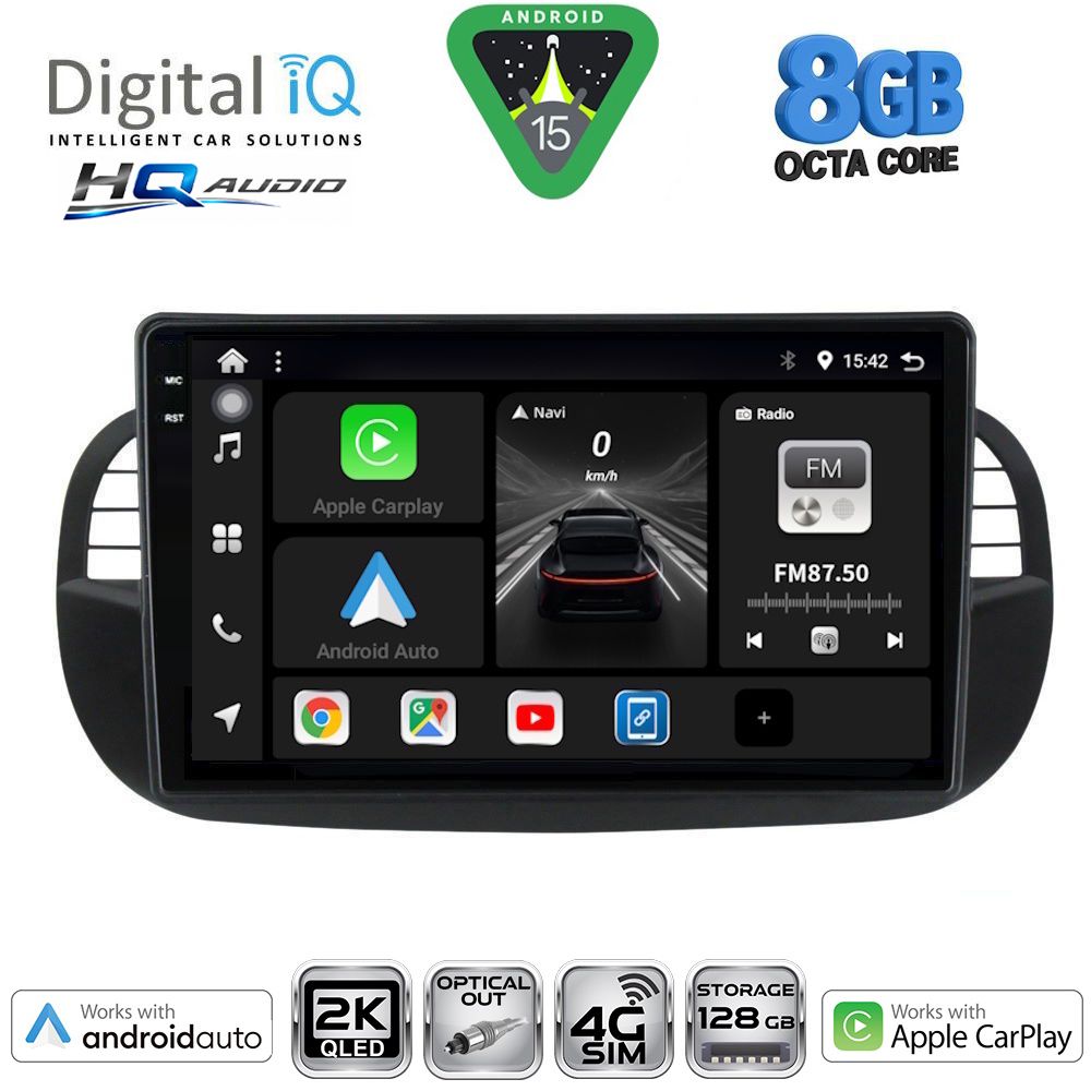 Βλησαρούλης Car Center - DIGITAL IQ BXK 20130BL_CPAA (9inc) MULTIMEDIA TABLET for FIAT 500 mod. 2007-2015 (BLACK)