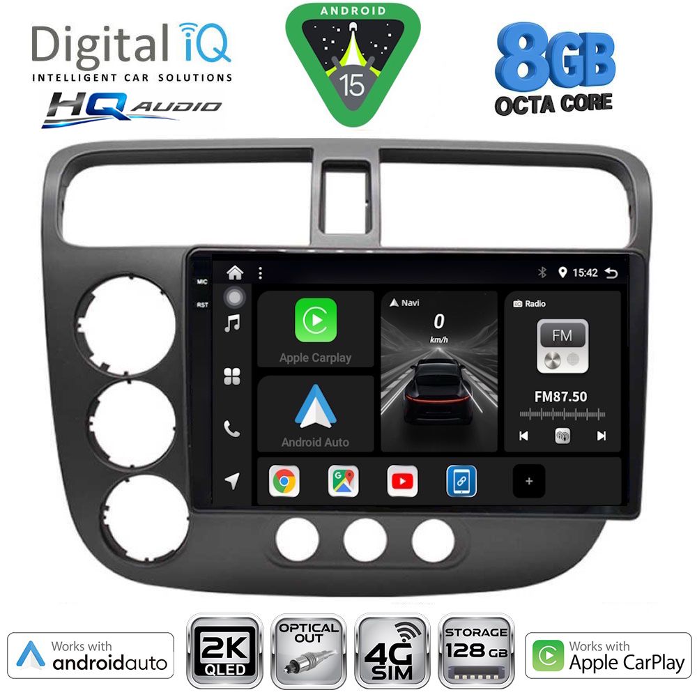 Βλησαρούλης Car Center - DIGITAL IQ BXK 20187_CPAA (9inc) MULTIMEDIA TABLET for HONDA CIVIC 4D mod. 2001-2006