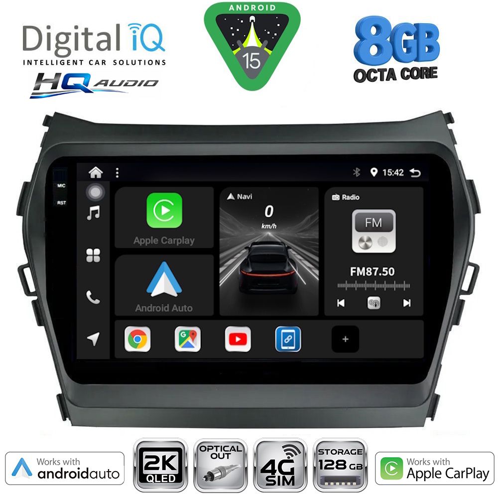Βλησαρούλης Car Center - DIGITAL IQ BXK 20238B_CPAA (10inc) MULTIMEDIA TABLET for HYUNDAI IX45 - SANTA FE mod. 2021-2023