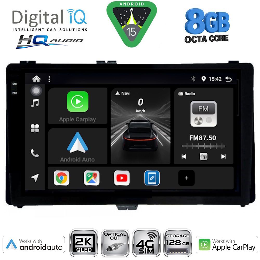 Βλησαρούλης Car Center - DIGITAL IQ BXK 20703_CPAA (9inc) MULTIMEDIA TABLET for TOYOTA AURIS mod. 2015-2021 – AYGO X mod. 2022-2026 – COROLLA mod. 2017-2019