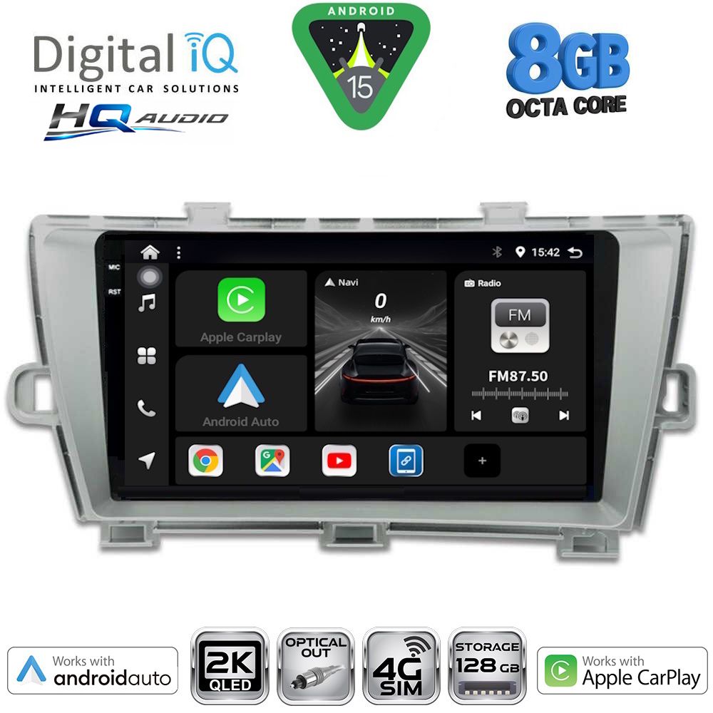 Βλησαρούλης Car Center - DIGITAL IQ BXK 20726SL_CPAA (9inc) MULTIMEDIA TABLET for TOYOTA PRIUS mod. 2009-2015 (SILVER)