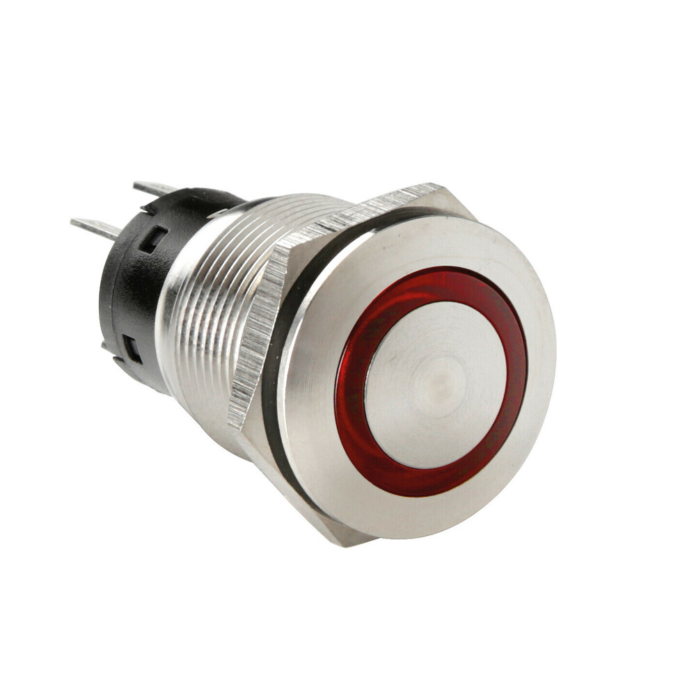 Βλησαρούλης Car Center - ΔΙΑΚΟΠΤΗΣ ΜΠΟΥΤΟΝ (BUTTON) 12/24V 5Amax 5PIN IP65 ON/OFF ME LED ΚΟΚΚΙΝΟ ΑΝΟΞΕΙΔΩΤΟ ΑΤΣΑΛΙ​ LAMPA - 1 TEM.