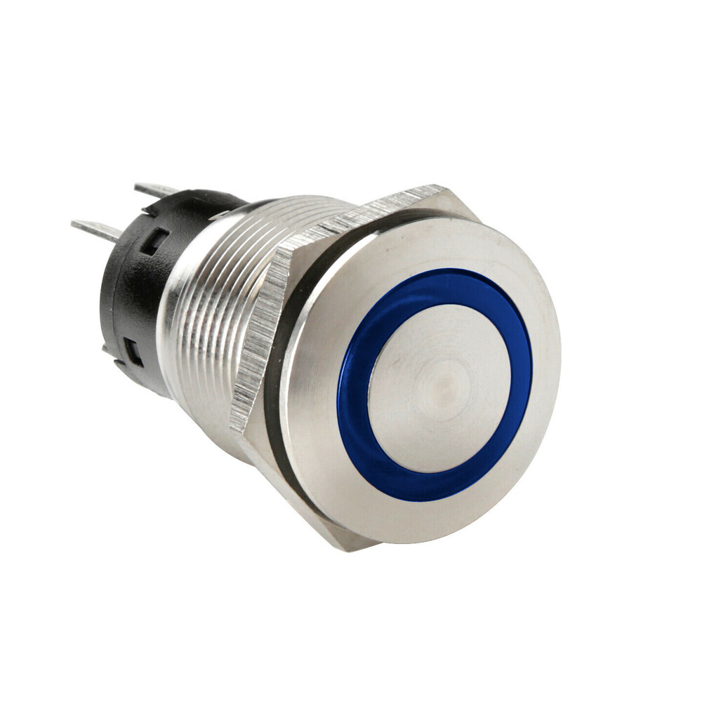 Βλησαρούλης Car Center - ΔΙΑΚΟΠΤΗΣ ΜΠΟΥΤΟΝ (BUTTON) 12/24V 5Amax 5PIN IP65 ON/OFF ME LED ΜΠΛΕ ΑΝΟΞΕΙΔΩΤΟ ΑΤΣΑΛΙ LAMPA - 1 TEM.