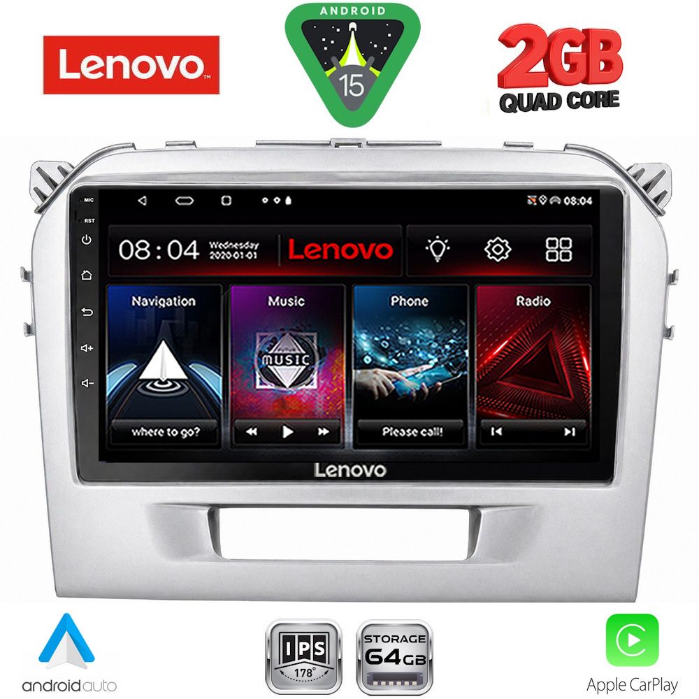 Βλησαρούλης Car Center - LENOVO LVD 2697SL_CPA (9inc) MULTIMEDIA TABLET for SUZUKI VITARA mod. 2016-2025 (SILVER)