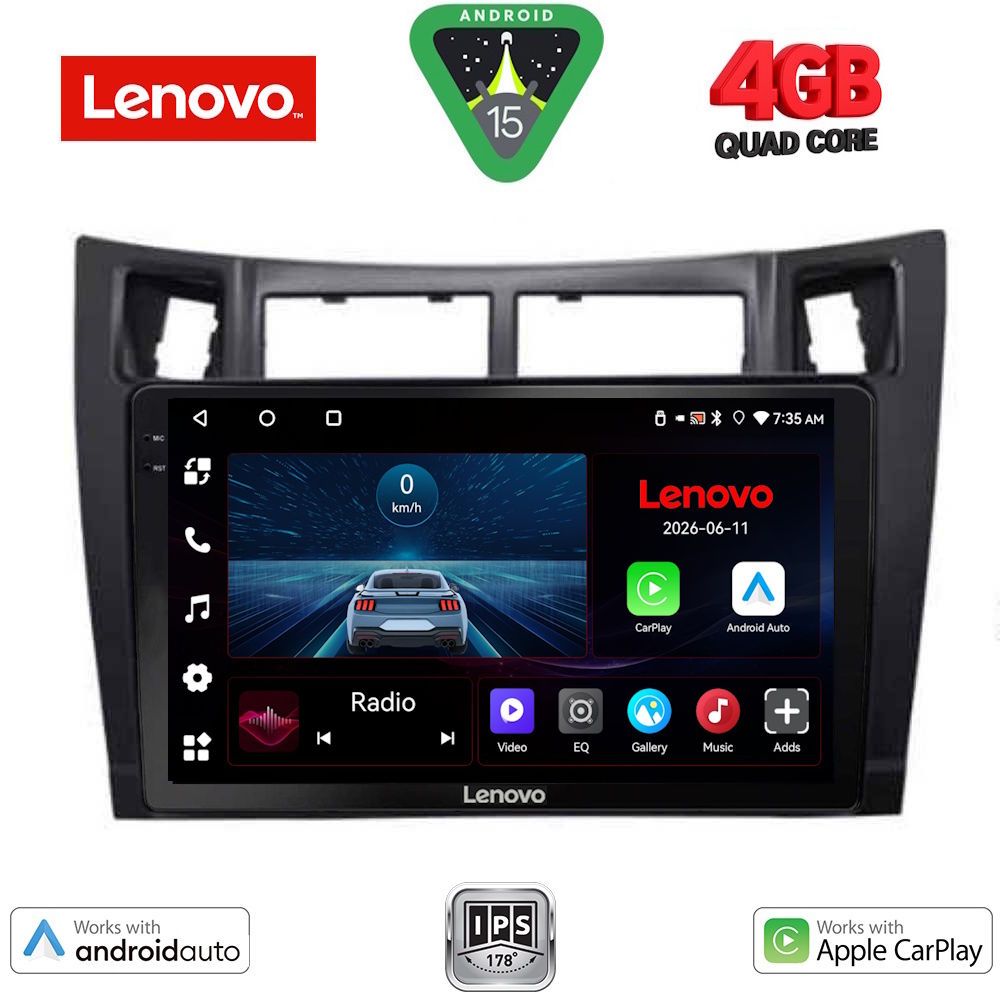 Βλησαρούλης Car Center - LENOVO LVE 8736BL_CPAA (9inc) MULTIMEDIA TABLET for TOYOTA YARIS mod. 2006-2011 (BLACK)