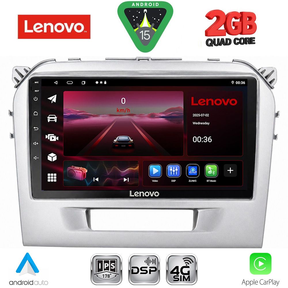 Βλησαρούλης Car Center - LENOVO LVF 5697SL_CPA (9inc) MULTIMEDIA TABLET for SUZUKI VITARA mod. 2016-2025 (SILVER)