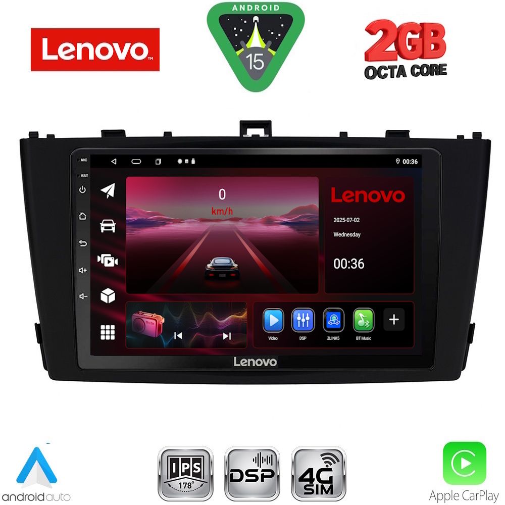 Βλησαρούλης Car Center - LENOVO LVF 5705BL_CPA (9inc) MULTIMEDIA TABLET for TOYOTA AVENSIS (T27) mod. 2009-2015 (BLACK)