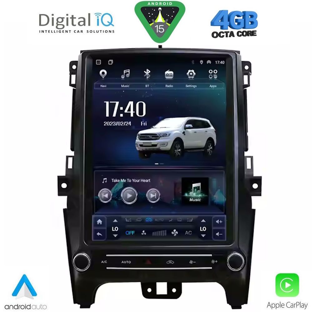 Βλησαρούλης Car Center - DIGITAL IQ MSG 645_CPA (TESLA 12.3") MULTIMEDIA OEM for FORD RANGER mod. 2015-2022