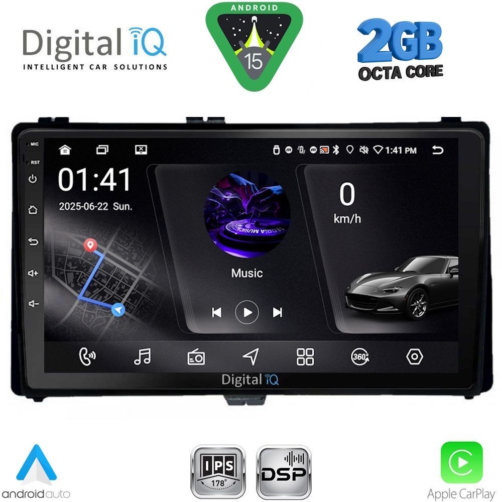 Βλησαρούλης Car Center - DIGITAL IQ RSF 4703_CPA (9inc) MULTIMEDIA TABLET for TOYOTA AURIS mod. 2015-2021 – AYGO X mod. 2022-2026 – COROLLA mod. 2017-2019