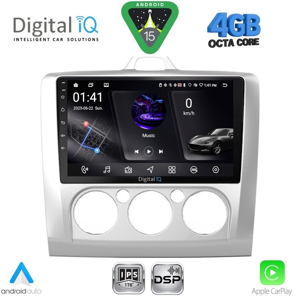 Βλησαρούλης Car Center - DIGITAL IQ RSG 6156SL_CPA A/C (9inc) MULTIMEDIA TABLET for FORD FOCUS mod. 2005-2012 (SILVER)