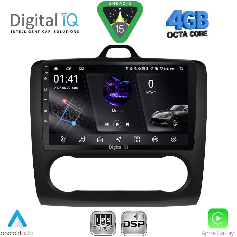 Βλησαρούλης Car Center - DIGITAL IQ RSG 6156BL_CPA CLIMA (9inc) MULTIMEDIA TABLET for FORD FOCUS mod. 2005-2012 (BLACK)