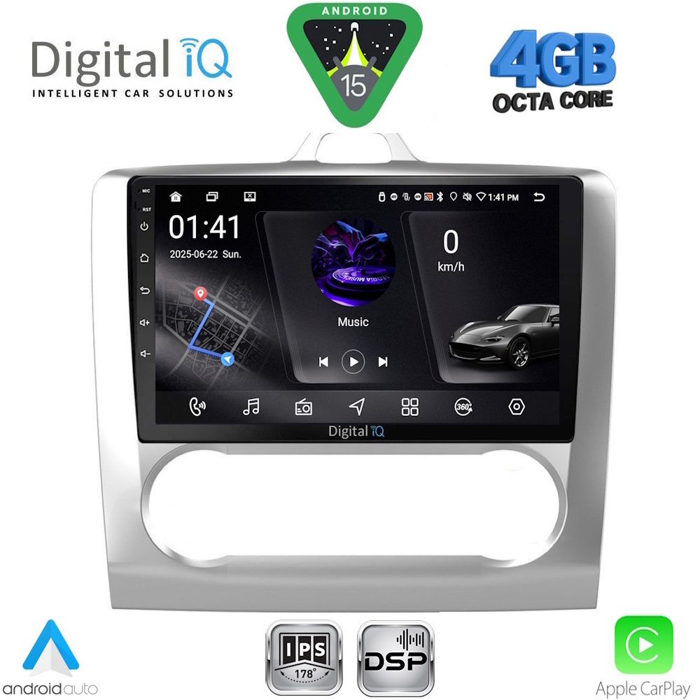 Βλησαρούλης Car Center - DIGITAL IQ RSG 6156SL_CPA CLIMA (9inc) MULTIMEDIA TABLET for FORD FOCUS mod. 2005-2012 (SILVER)