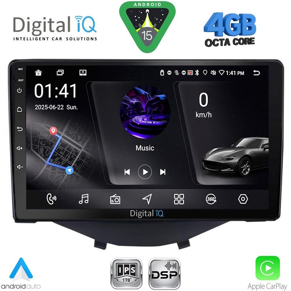 Βλησαρούλης Car Center - DIGITAL IQ RSG 6715_CPA CLIMA-A/C (9inc) MULTIMEDIA TABLET for CITROEN C1 - PEUGEOT 108 - TOYOTA AYGO mod. 2014-2022