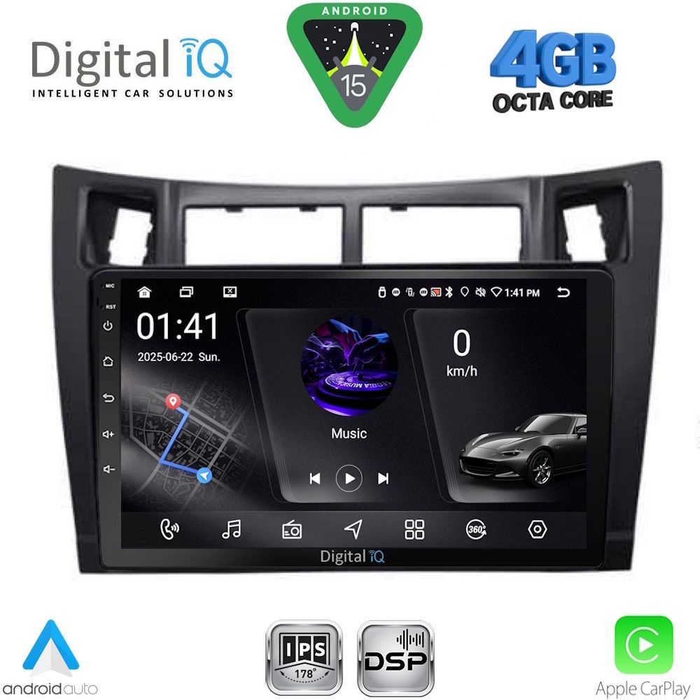 Βλησαρούλης Car Center - DIGITAL IQ RSG 6736BL_CPA (9inc) MULTIMEDIA TABLET for TOYOTA YARIS mod. 2006-2011 (BLACK)