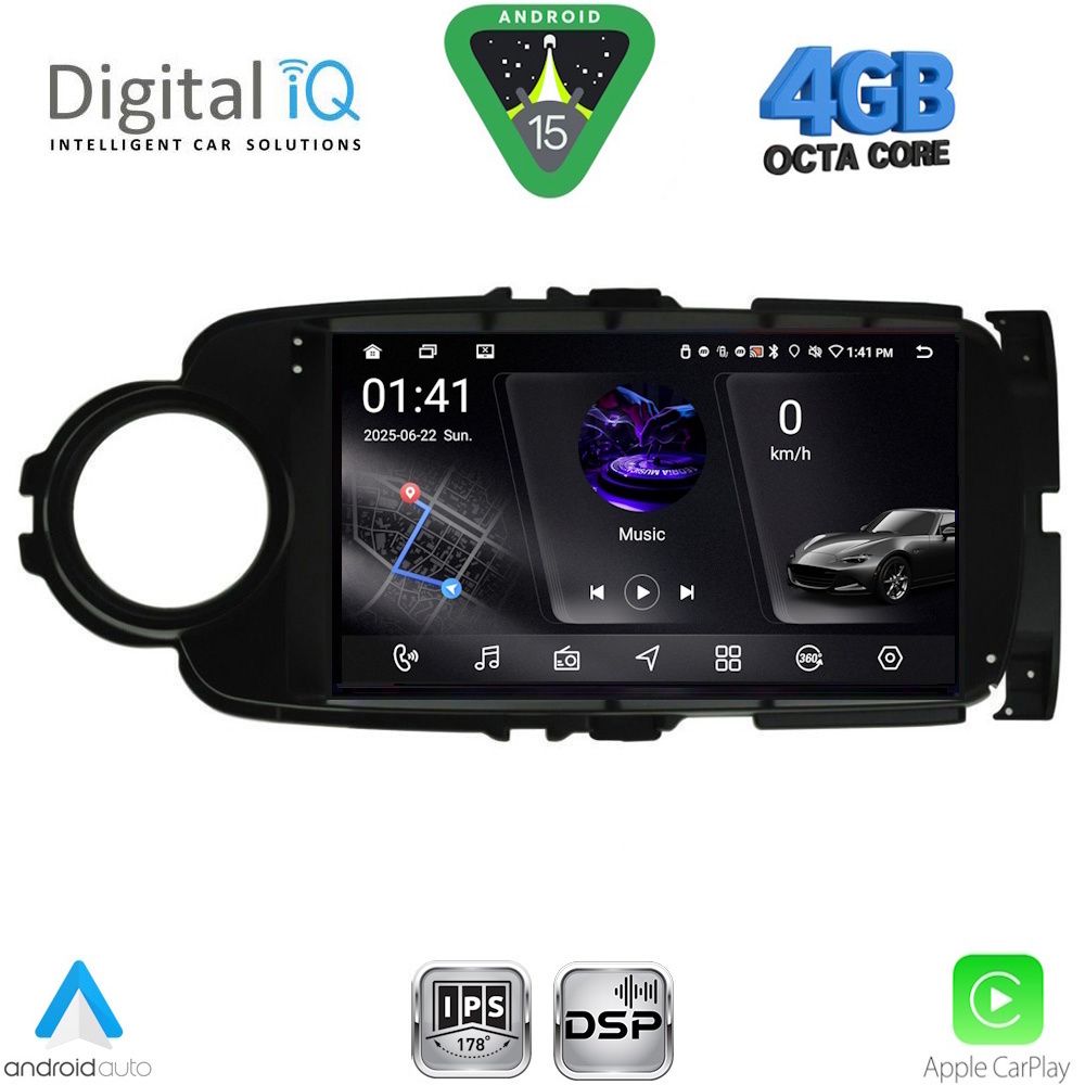 Βλησαρούλης Car Center - DIGITAL IQ RSG 6737BL_CPA (9inc) MULTIMEDIA TABLET for TOYOTA YARIS mod. 2011-2015 (BLACK)