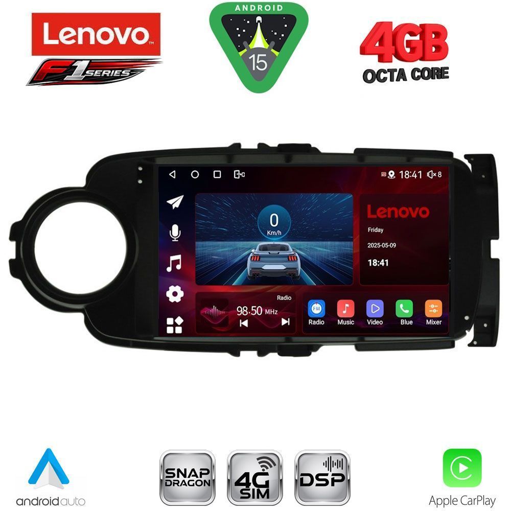 Βλησαρούλης Car Center - LENOVO SSQ 9737BL_CPA (9inc) MULTIMEDIA TABLET for TOYOTA YARIS mod. 2011-2015 (BLACK)