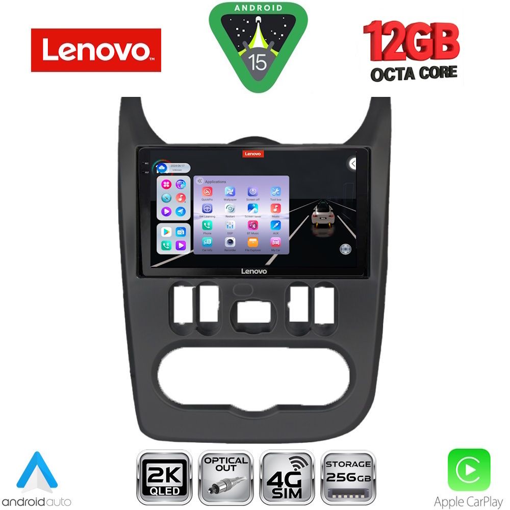 Βλησαρούλης Car Center - LENOVO SSZ 12101BL_CPA (9inc) MULTIMEDIA TABLET for DACIA DUSTER – LOGAN – SANDERO mod. 2006-2012 (BLACK)