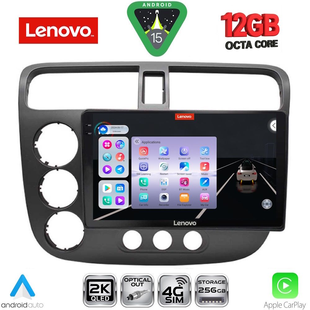 Βλησαρούλης Car Center - LENOVO SSZ 12187_CPA (9inc) MULTIMEDIA TABLET for HONDA CIVIC 4D mod. 2001-2006