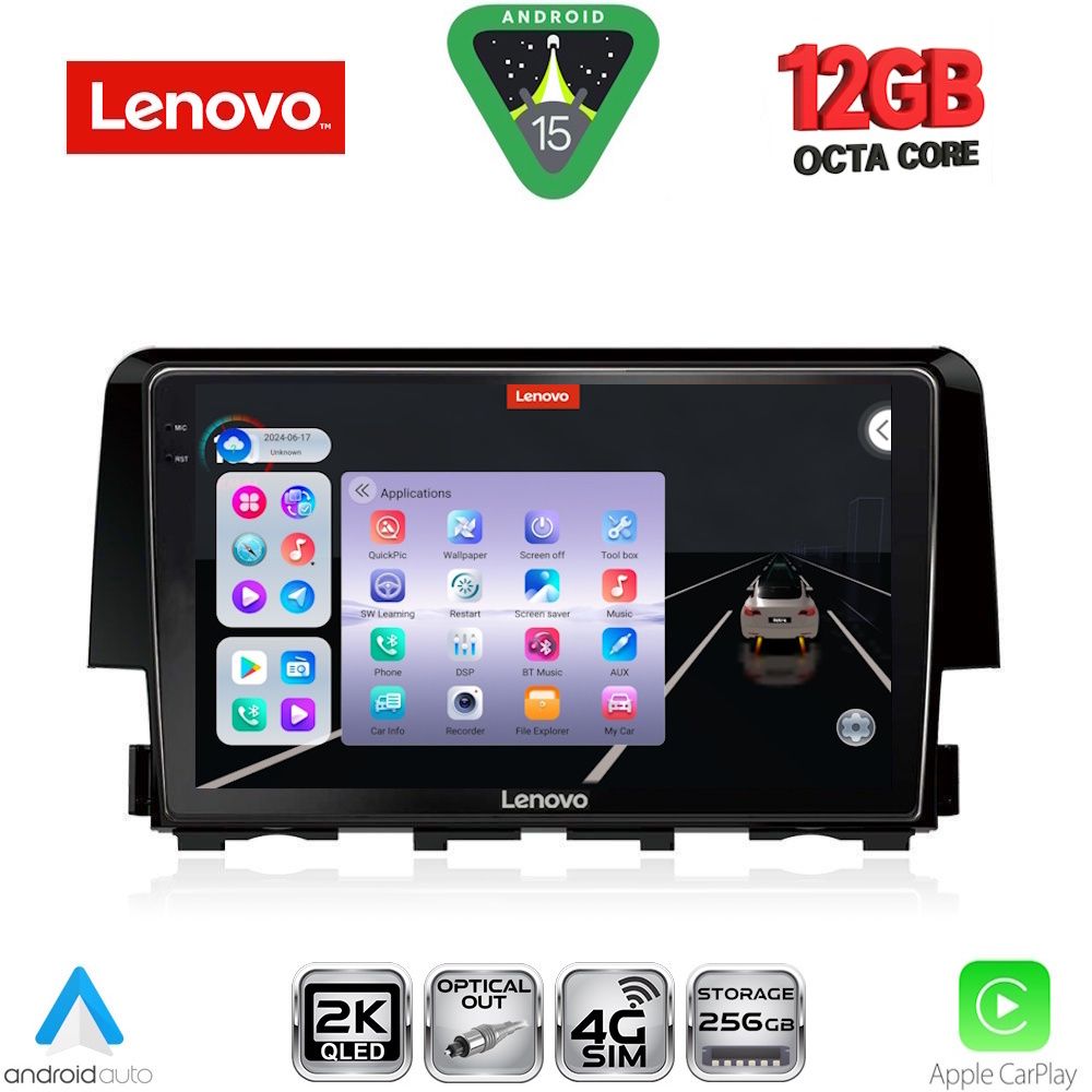 Βλησαρούλης Car Center - LENOVO SSZ 12191_CPA (9inc) MULTIMEDIA TABLET for HONDA CIVIC mod. 2016-2021