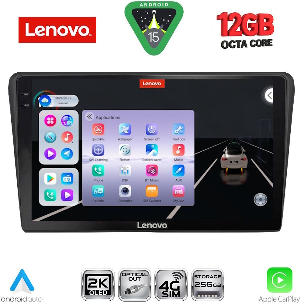 Βλησαρούλης Car Center - LENOVO SSZ 12704BL_CPA (9inc) MULTIMEDIA TABLET for TOYOTA AVENSIS (T25) mod. 2003-2009 (BLACK)