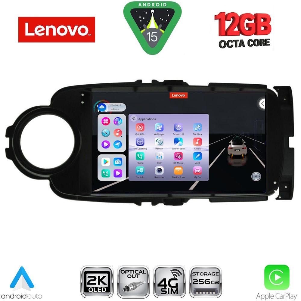 Βλησαρούλης Car Center - LENOVO SSZ 12737BL_CPA (9inc) MULTIMEDIA TABLET for TOYOTA YARIS mod. 2011-2015 (BLACK)
