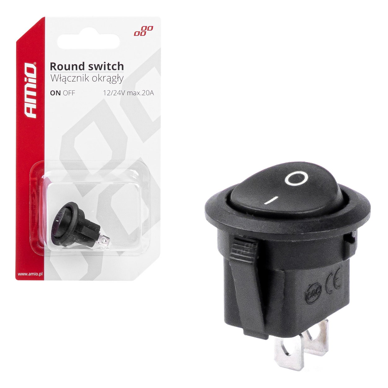 Βλησαρούλης Car Center - Amio - ΔΙΑΚΟΠΤΗΣ ON/OFF 2 ΕΠΑΦΩΝ 12V 20A ΣΤΡΟΓΓΥΛΟΣ Φ20mm ΜΑΥΡΟΣ - 1 τεμ. (03083/AM)