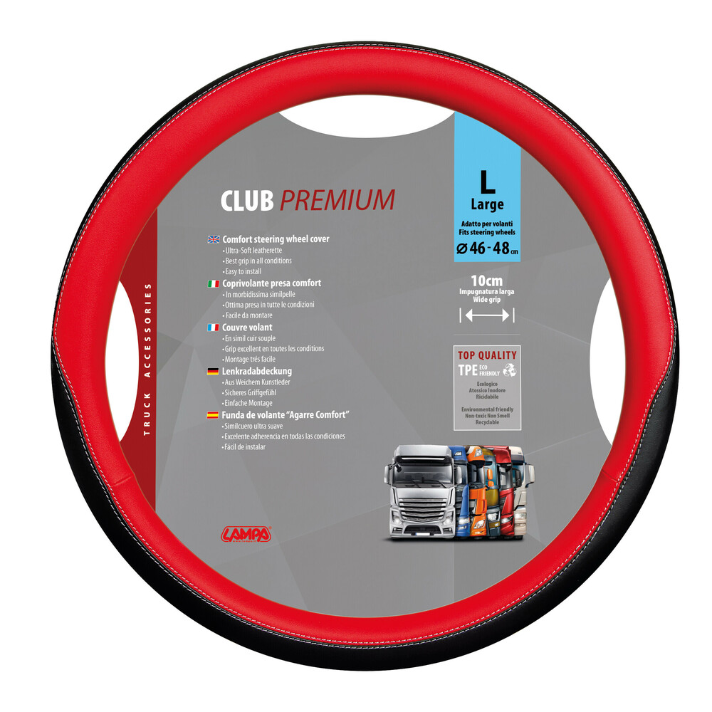 Βλησαρούλης Car Center - ΚΑΛΥΜΜΑ ΤΙΜΟΝΙΟΥ ΦΟΡΤΗΓΟΥ CLUB PREMIUM L 46/48 cm ΚΟΚΚΙΝΟ/ΜΑΥΡΟ ΑΠΟ ΑΟΣΜΟ, ΜΗ ΤΟΞΙΚΟ, ΟΙΚΟΛΟΓΙΚΟ ΚΑΙ ΑΝΑΚΥΚΛΩΣΙΜΟ TPE ΘΕΡΜΟΠΛΑΣΤΙΚΟ ΕΛΑΣΤΟΜΕΡΕΣ LAMPA - 1 ΤΕΜ.