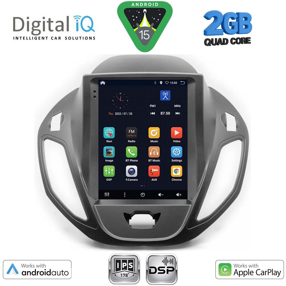 Βλησαρούλης Car Center - DIGITAL IQ BXC 3880_CPAA TESLA STYLE for FORD TOURNEO COURIER mod. 2014-2024