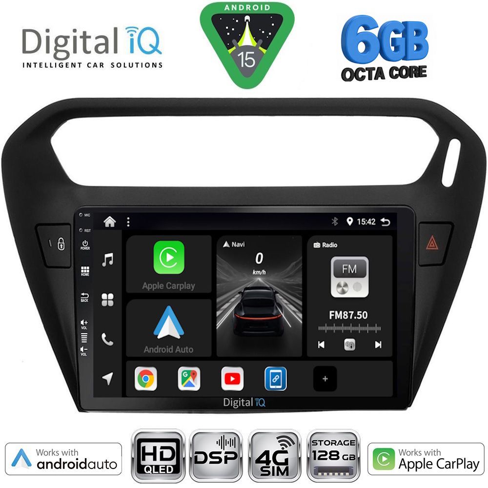 Βλησαρούλης Car Center - DIGITAL IQ BXF 17511BL_CPAA (9inc) MULTIMEDIA TABLET for CITROEN ELYSEE – PEUGEOT 301 mod. 2013-2026 (BLACK)